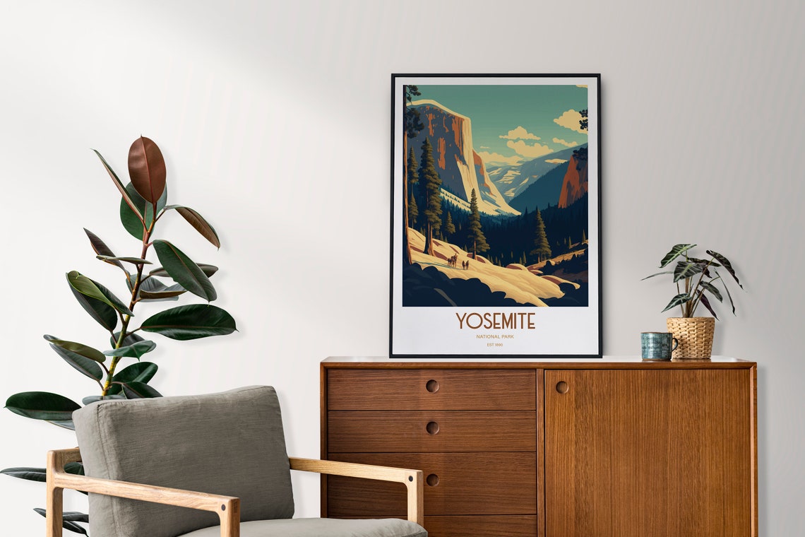 Yosemite National Park Travel Print National Park Travel Art Yosemite Travel Print Usa National Park Yosemite Travel Poster - Image 2