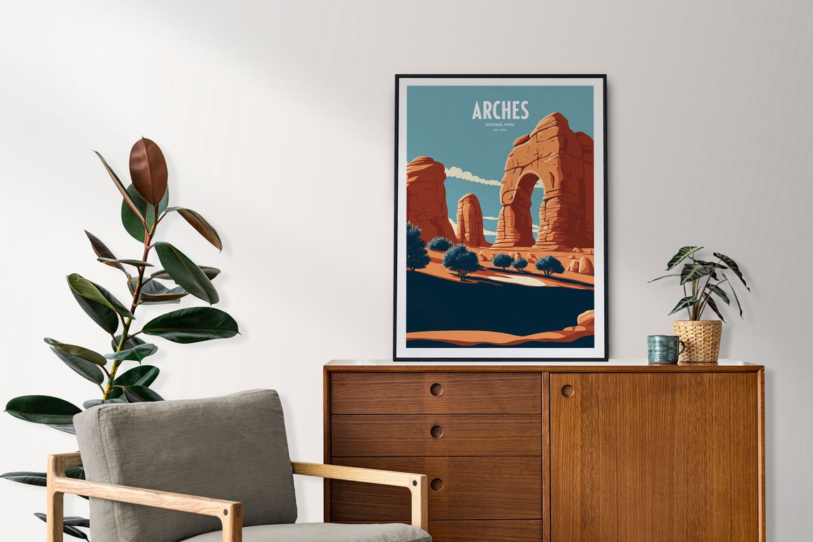 Arches National Park Red Rock Arch Poster Desert Sunset Landscape Art - Image 2