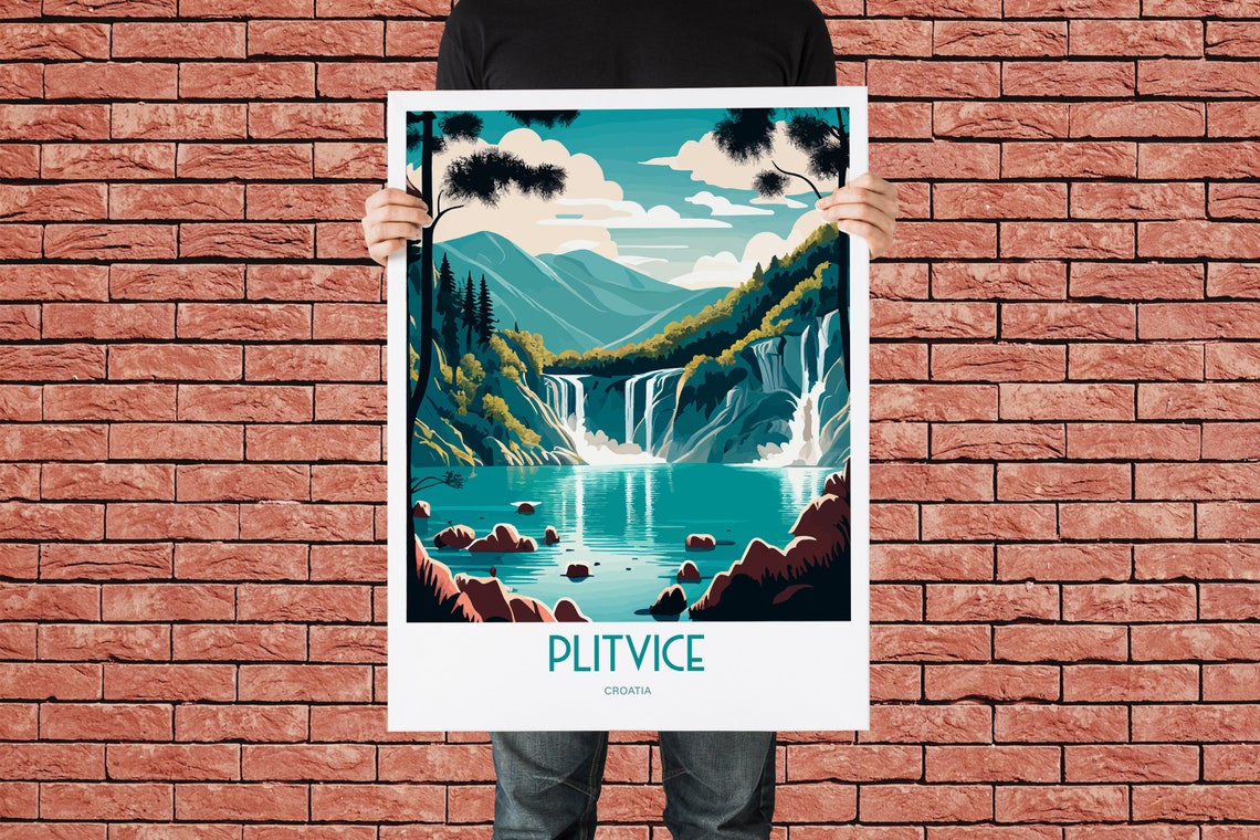 Plitvice Croatia Waterfalls Turquoise Lake National Park Travel Poster - Image 2