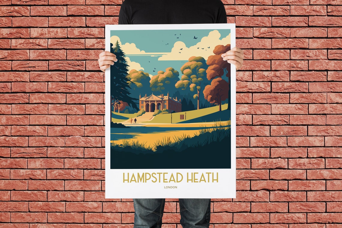 Hampstead Heath Uk Travel Print London Landmark Travel Art Hampstead Heath Travel Print London Park Landmark Hampstead Travel Poster - Image 2
