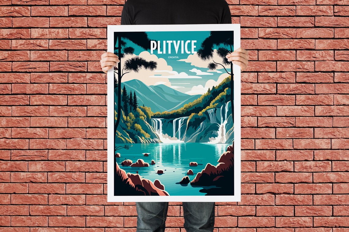 Plitvice Croatia Waterfalls Turquoise Lake National Park Travel Poster - Image 3