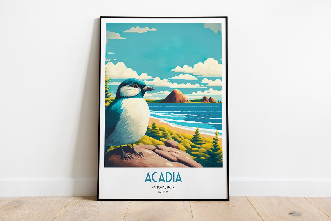 Acadia National Park Travel Print National Park Travel Art Acadia Travel Print Usa National Park Acadia Sea Travel Poster