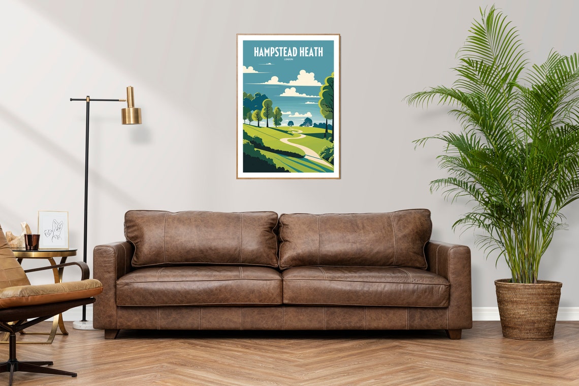 Hampstead Heath London Green Rolling Park Vintage Travel Poster - Image 2