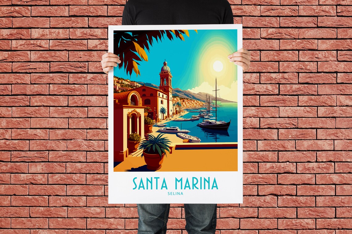 Santa Marina Travel Poster, Holiday Wall Art - Image 2