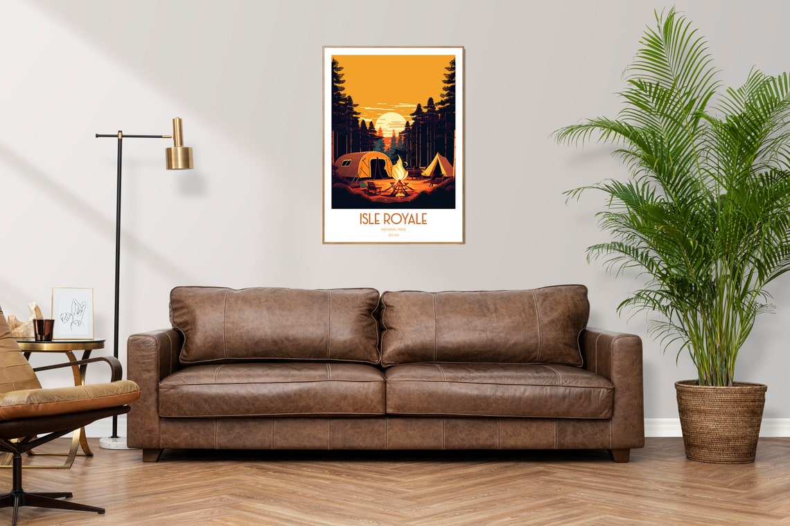 Isle Royale National Park Campfire Retro Vintage Travel Poster - Image 3