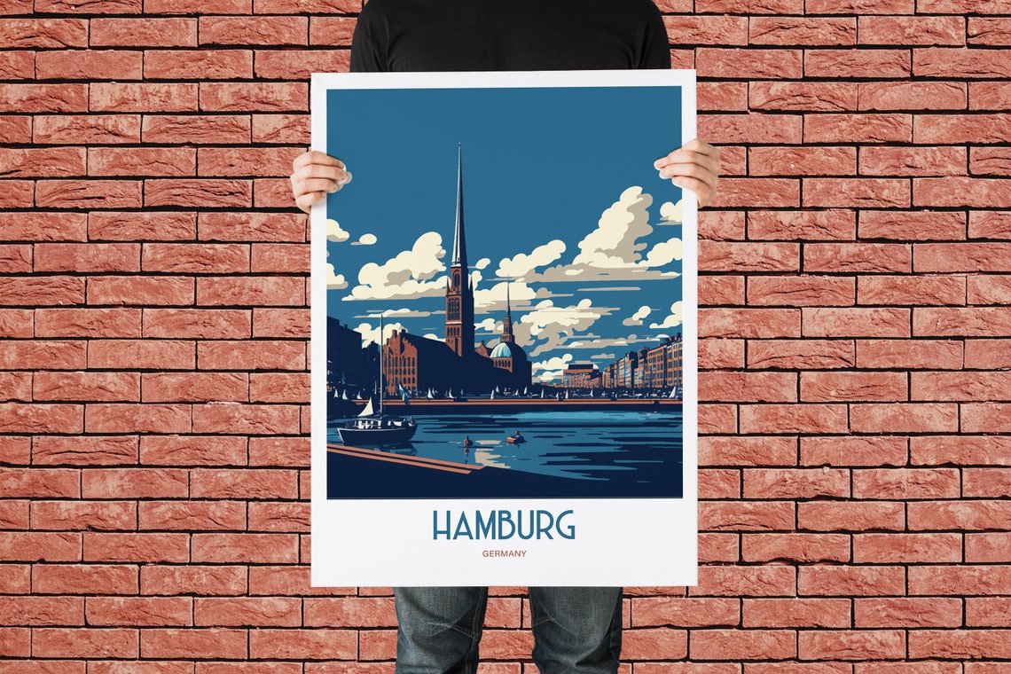 Hamburg Germany Travel Print Hamburg German Travel Poster German Travel Print St Michaels Church Print Hamburg Travel Poster - Image 2