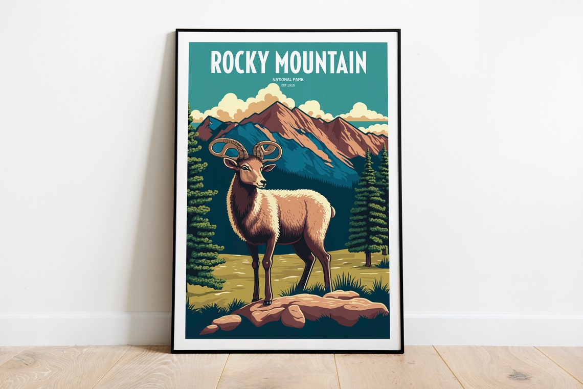 Rocky Mountain National Park Travel Print National Park Travel Art Rocky Mountain Travel Print Usa National Park Rocky Travel Poster