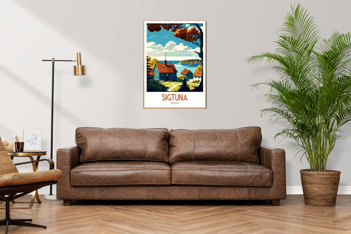 Sigtuna Sweden Waterfront Houses Vintage Travel Poster Wall Decor - Image 3