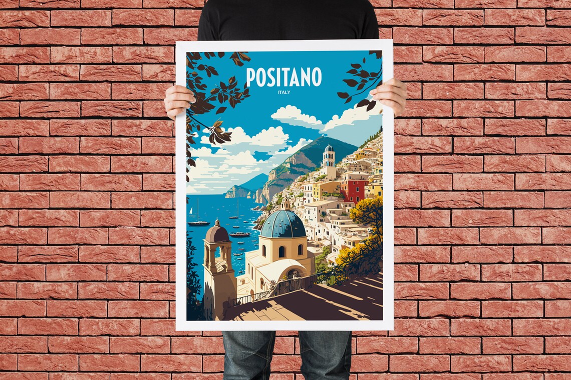 Positano Italy Vintage Travel Poster, Italian Village - Image 3