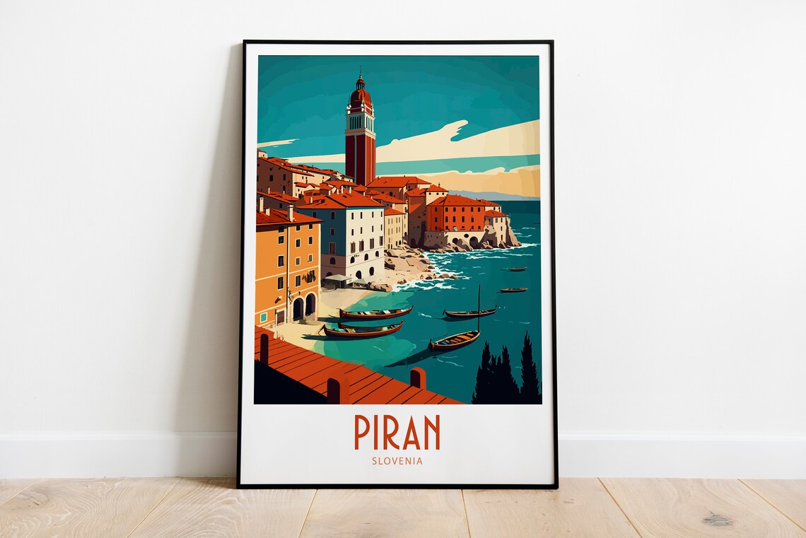 Piran Travel Print Wall Art Piran Slovenia Poster Wall Hanging Home Decoration Piran Slovenia Gift Art Lovers Print Piran Slovenia Decor Art