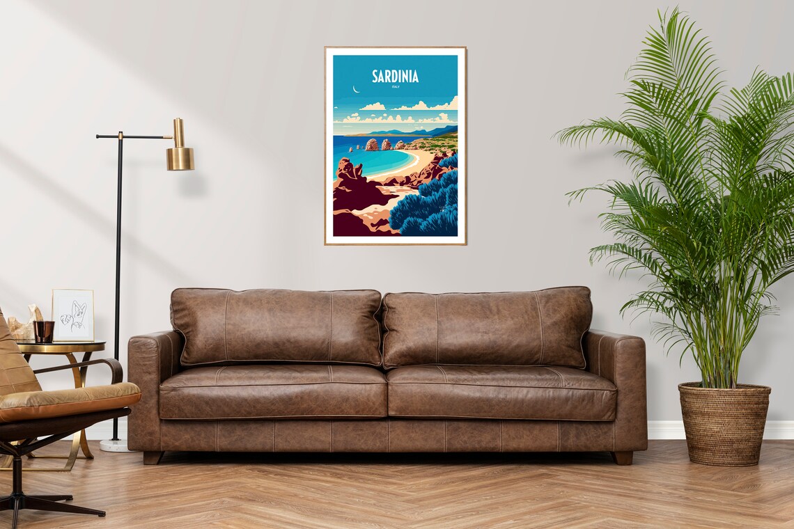 Sardinia Italy Travel Poster, Italian Island View - Image 2