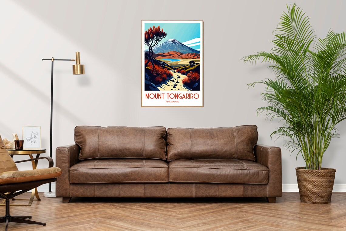 Mt Tongariro New Zealand Travel Poster Art Print - Image 3