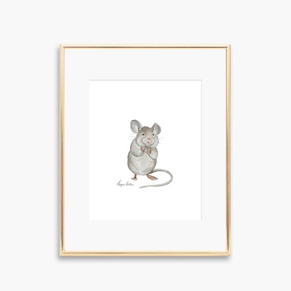 Mouse Nursery Art Print Watercolor Forest Animal Wall Decor