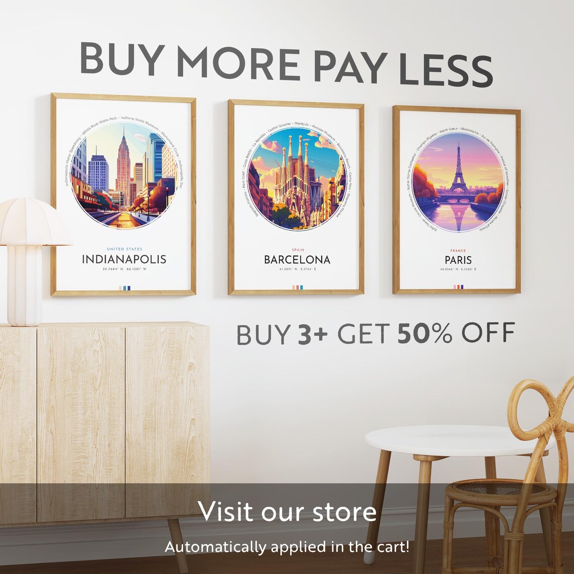 Indianapolis City Poster United States Travel Print Wall Art Travel Gift Landscape City Art Wall Decor Birthday Gift - Image 3