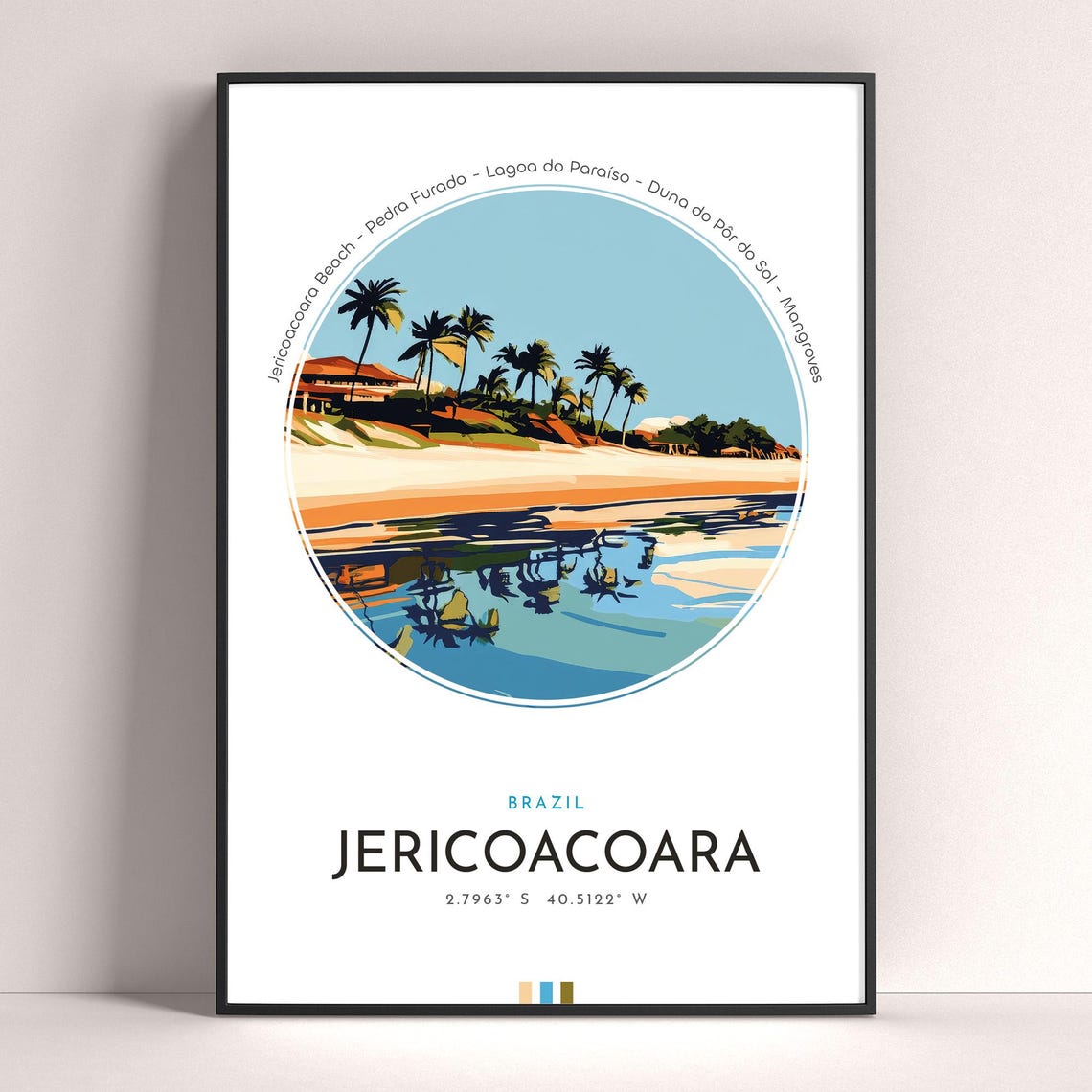 Jericoacoara Brazil Palm Beach Lagoon Reflection Travel Poster
