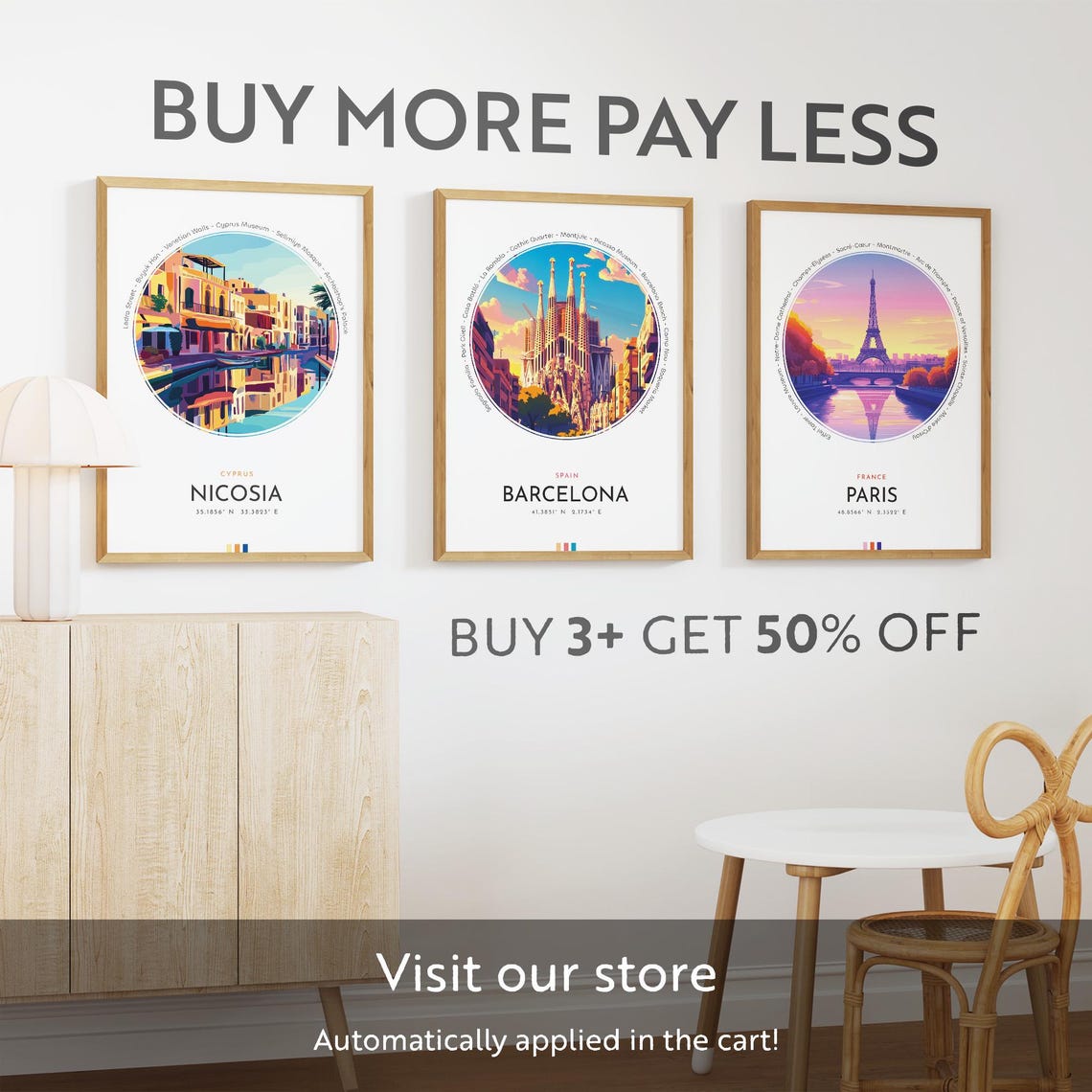 Nicosia Cyprus Old Town Harbor Waterfront Reflection Travel Poster - Image 2