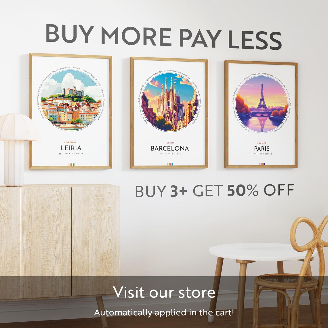 Leiria City Poster Portugal Travel Print Wall Art Travel Gift Landscape City Art Wall Decor Birthday Gift - Image 3