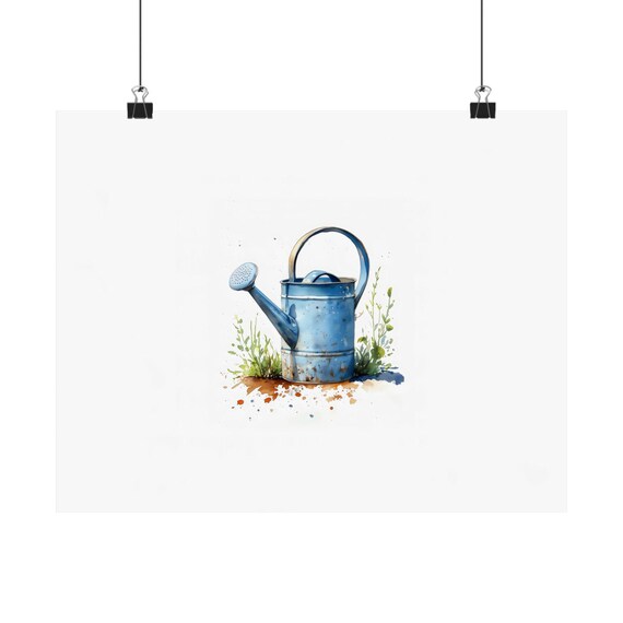 Watering Can Wall Art Landscape Kitchen Fruit Vegetable Poster Print Cooking Art Watercolor Painting Landscape Culinary Art