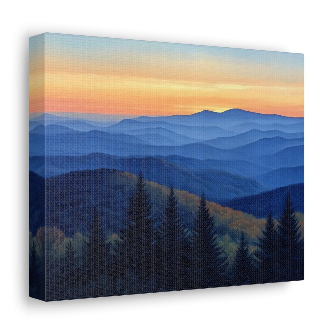 Blue Ridge Sunrise Over Misty Layered Mountain Ridges Art Print - Image 2