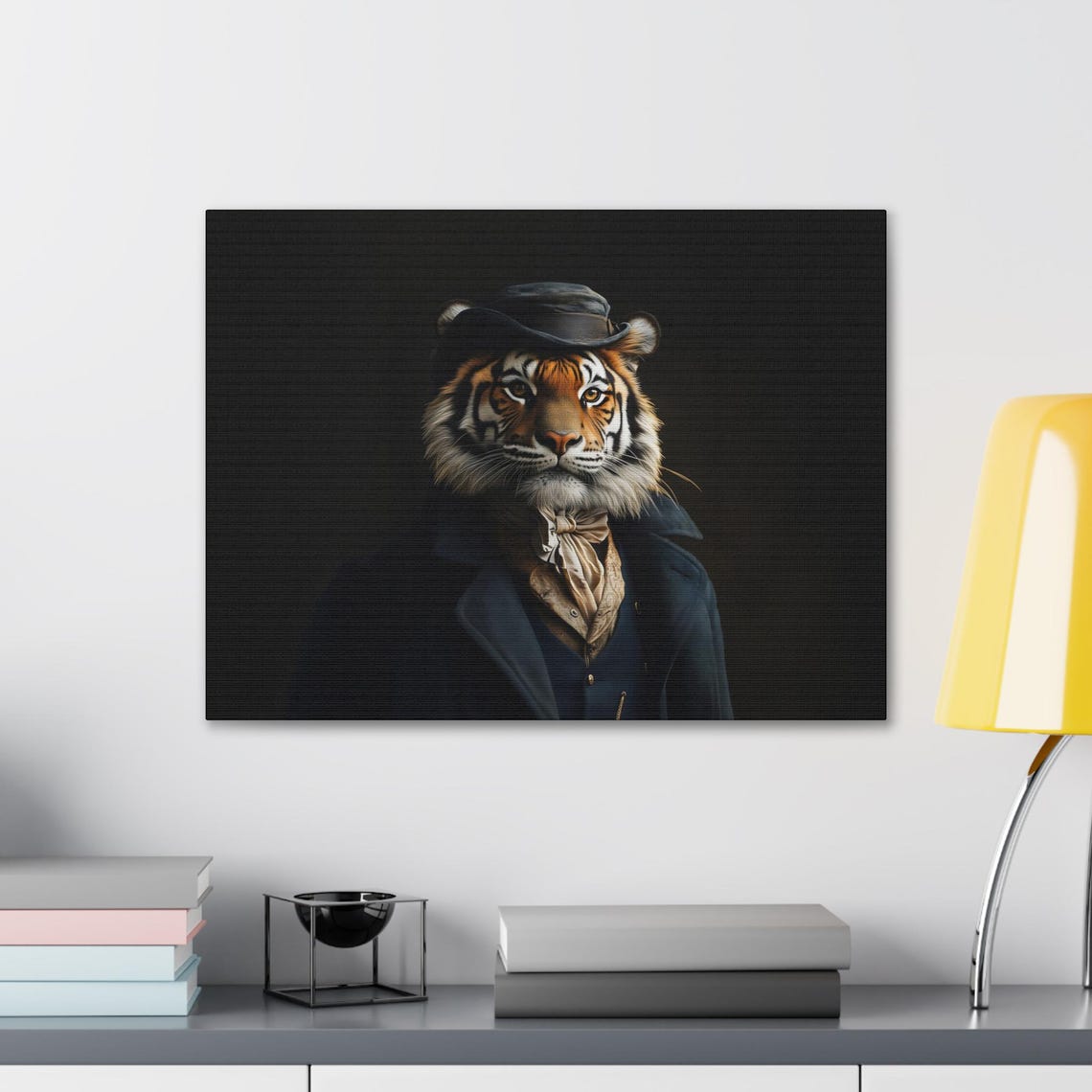 Dapper Tiger Wearing a Bowler Hat in Dark Elegant Style Poster - Image 2