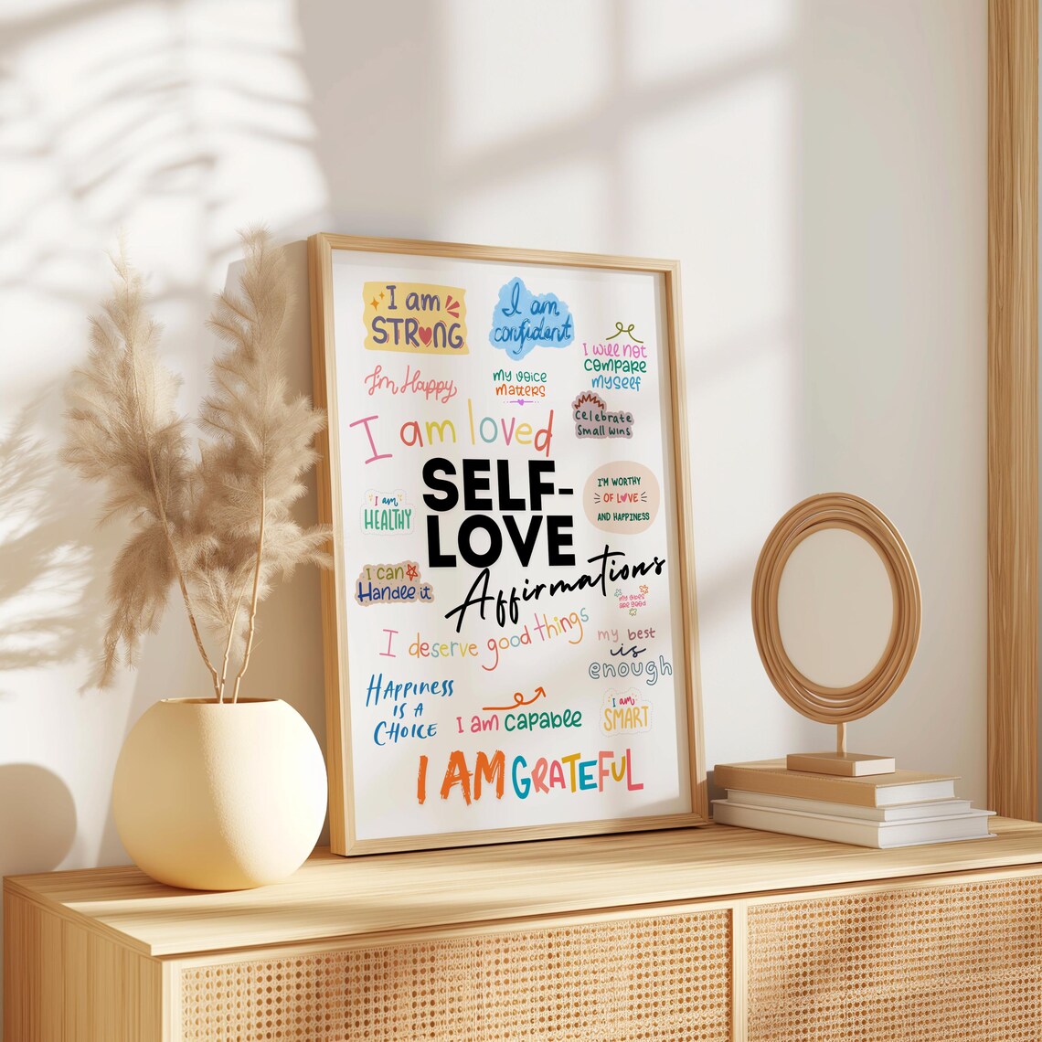 Colorful Self Love Affirmations Typography Poster Positive Daily Reminders - Image 2
