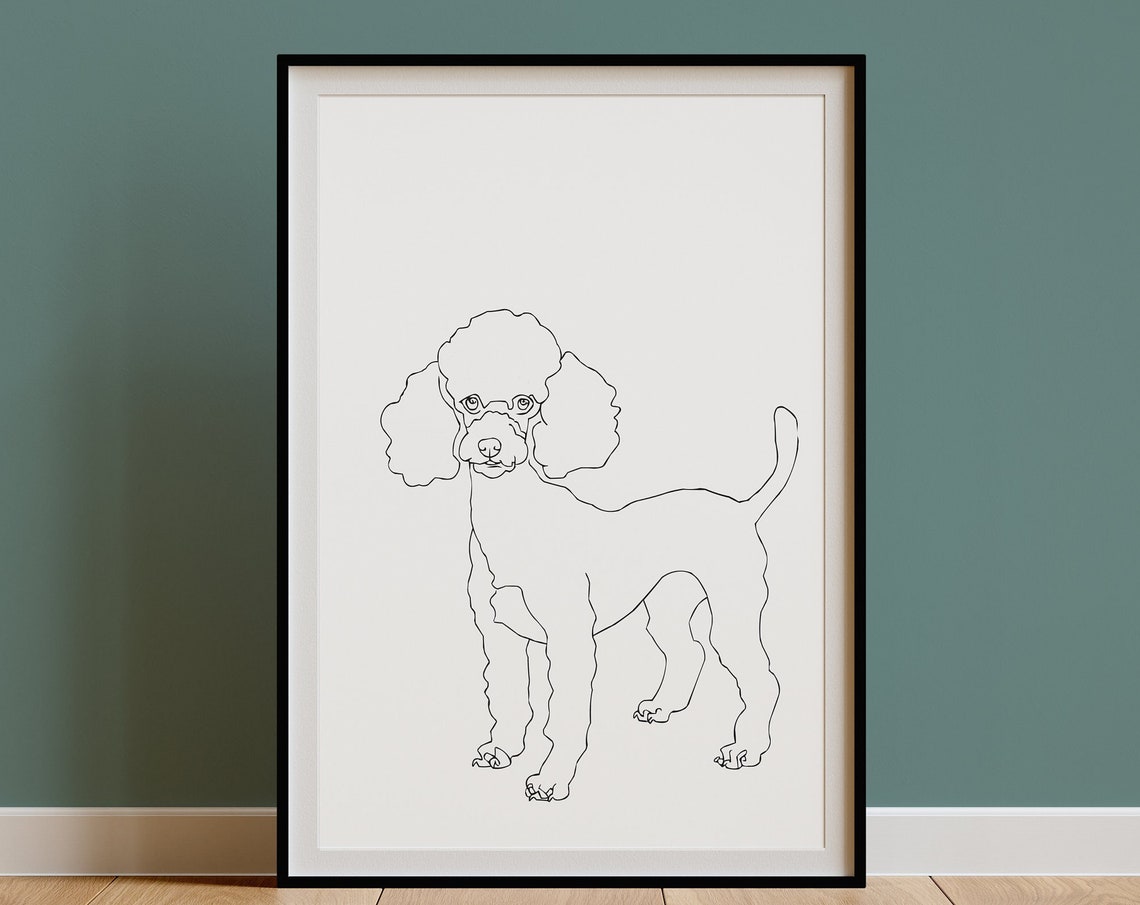 Poodle Standing Full Body Elegant Continuous Line Drawing Dog Poster - Image 3