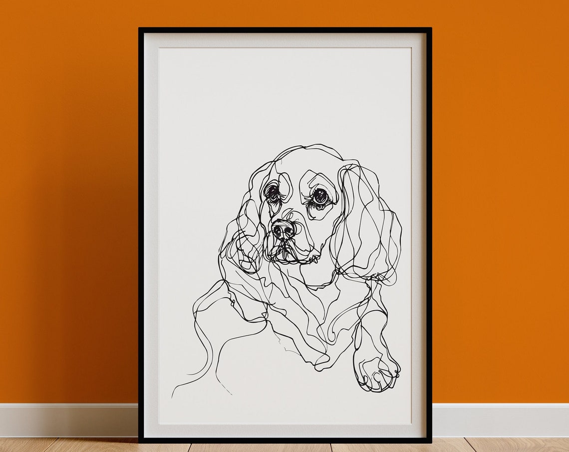 Cavalier King Charles Spaniel Head Delicate Sketch Art Poster - Image 3