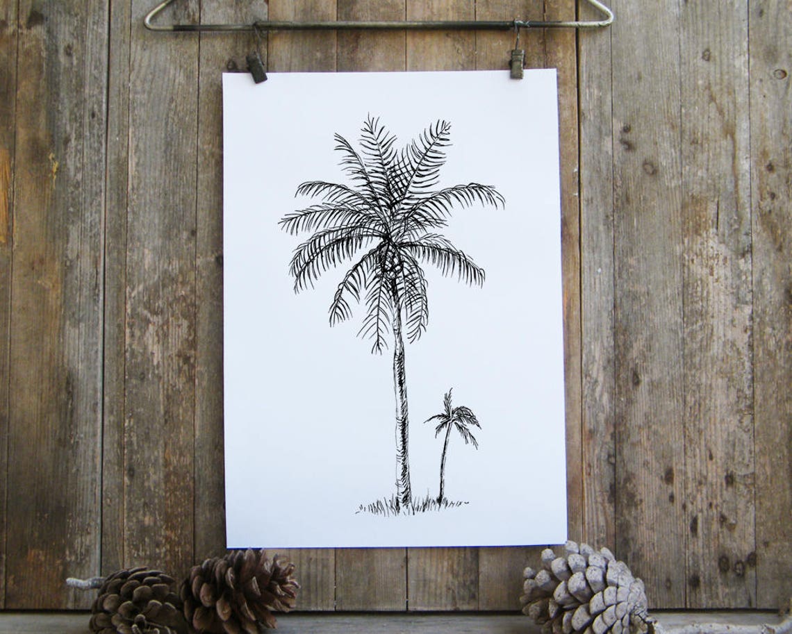 Black and White Palm Tree Sketch Minimalist Tropical Wall Poster - Image 3