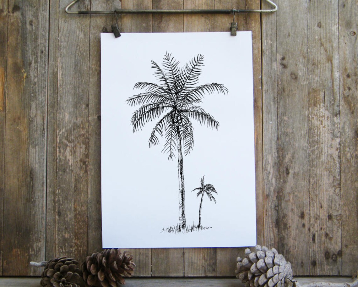 Botanical Print Art Palm Tree Art Botanical Art Palm Tree Print Wall Art Eco Friendly Black And White Prints - Image 3