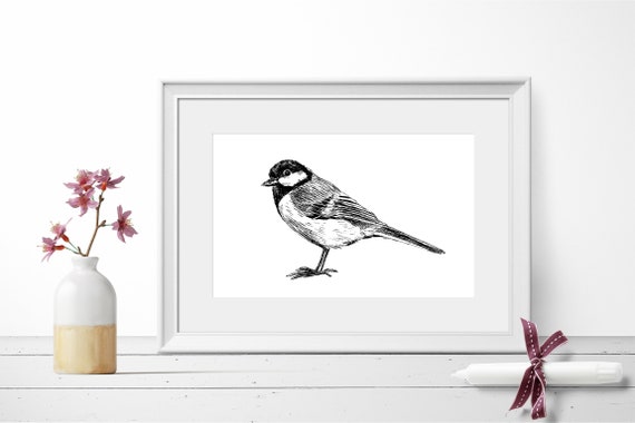 Nature Prints Nursery Decor Natural Art Nordic Art Realistic Sketch Art Poster Prints For Framing Great Tit Print