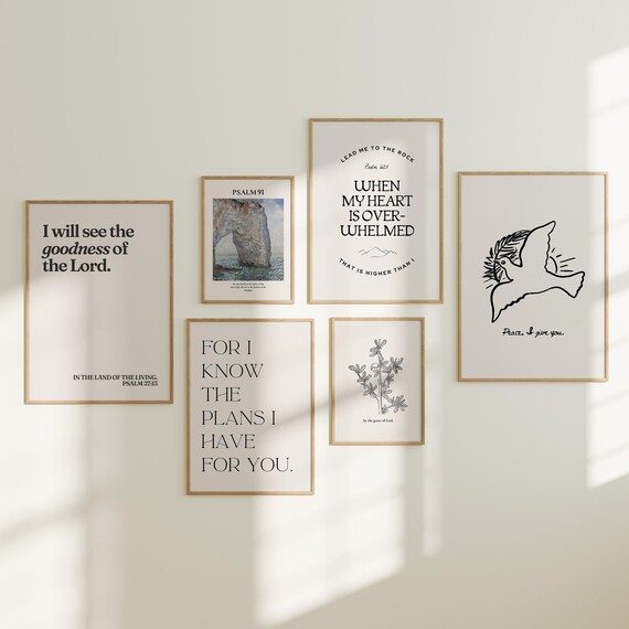 Minimalist Scripture Gallery Wall Seven Psalm Bible Verse Poster
