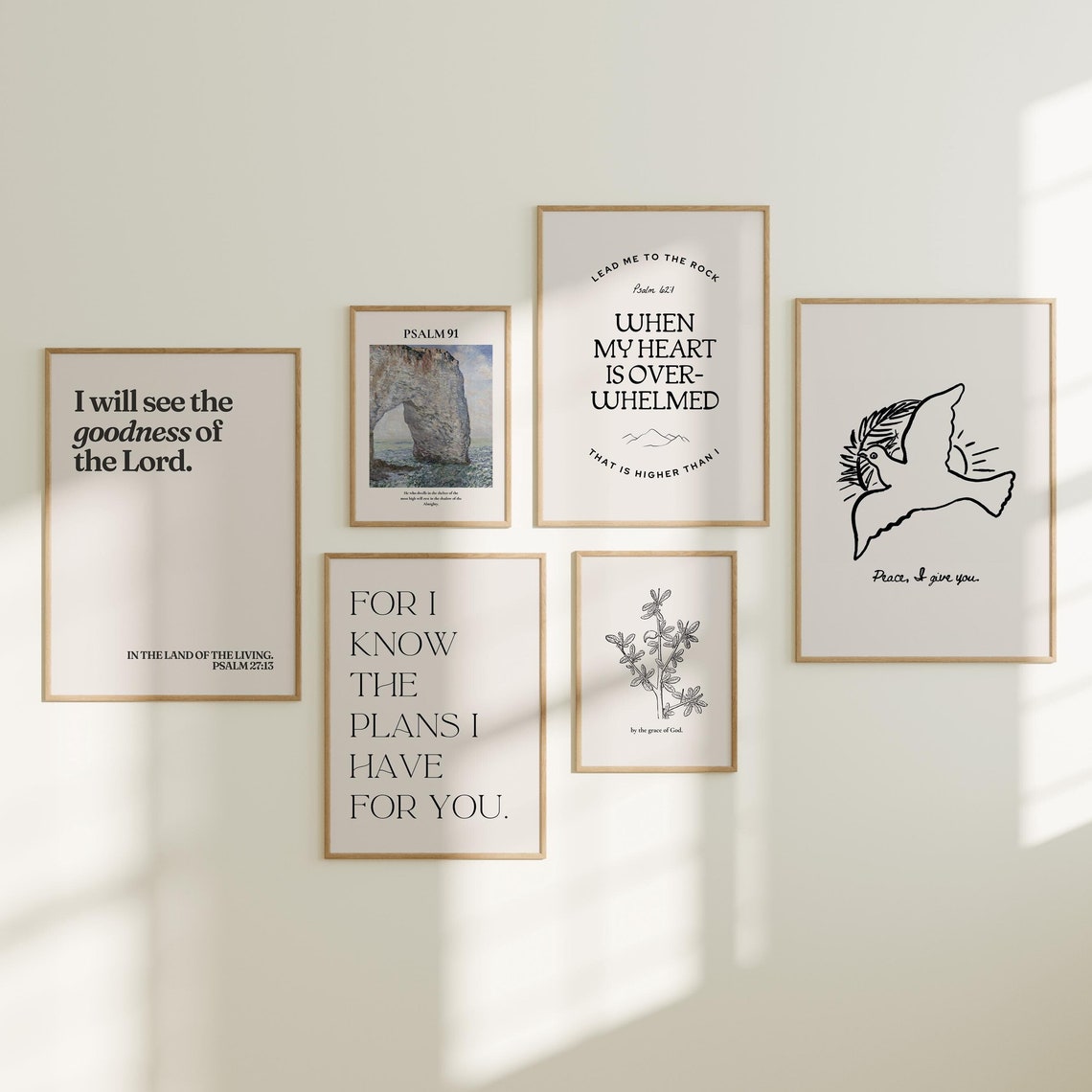 Minimalist Scripture Gallery Wall Seven Psalm Bible Verse Poster
