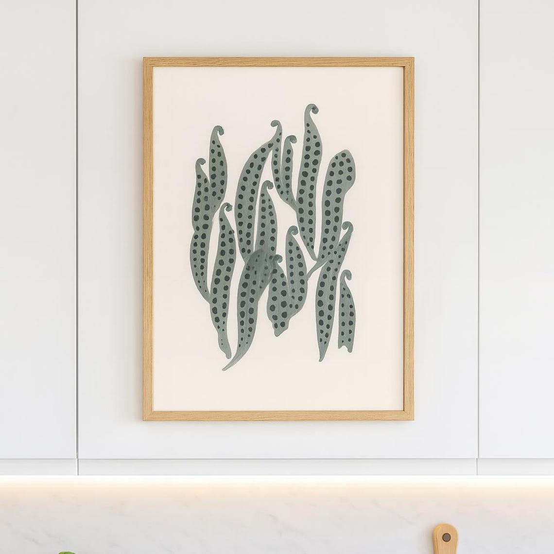 Monochrome Seaweed Art Print Minimalist Botanical Poster