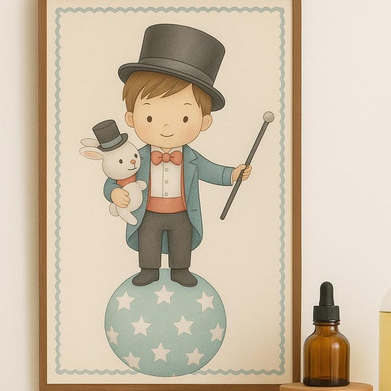 Circus Boy Poster Print Classic Matte Art For Kids Nursery Fun Whimsical Decor