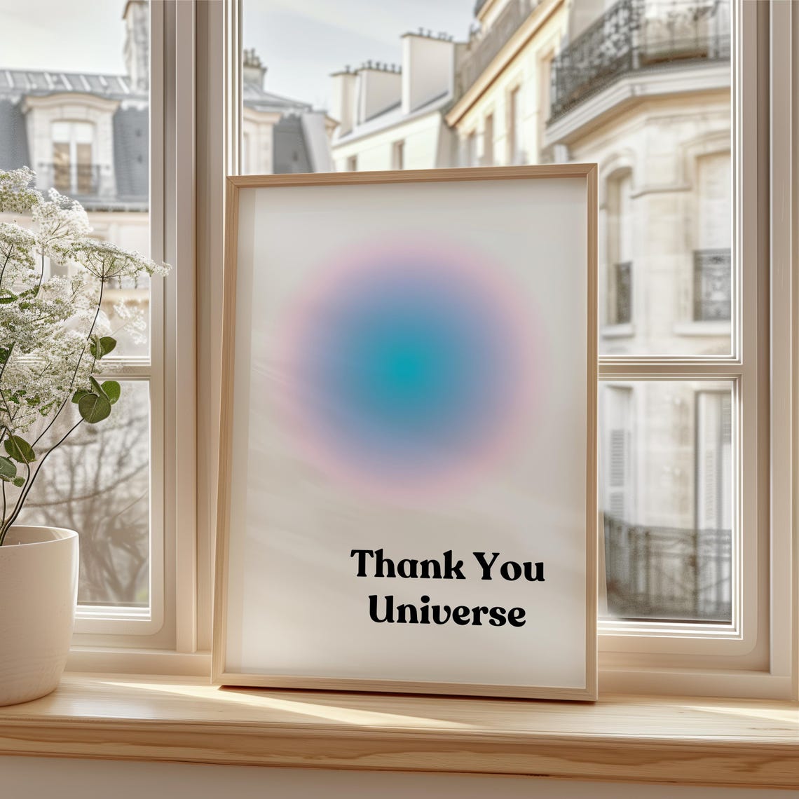 Thank You Universe Blue Pink Aura Gradient Manifesting Wall Art - Image 2