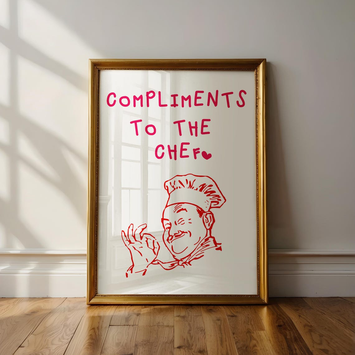 Compliments To The Chef Art Cute Chef Sign Cute Kitchen Prints Kitchen Wall Art Chef Wall Print - Image 2