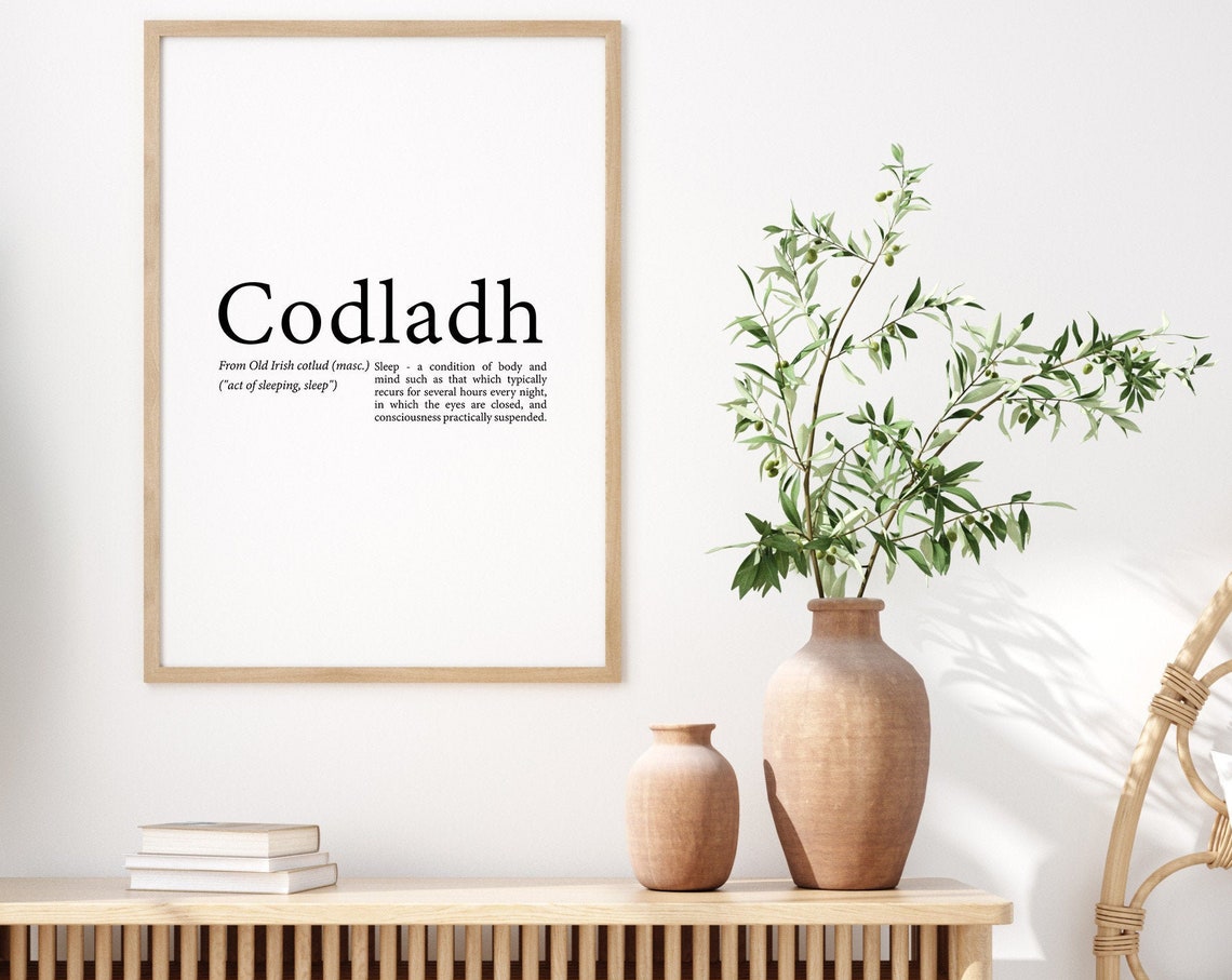Codladh Irish Gaelic Word Definition Bedroom Dictionary Style Poster - Image 2