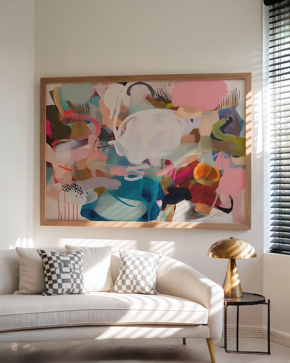 Colorful Abstract Art Print Large Neutral Wall Decor For Livingroom