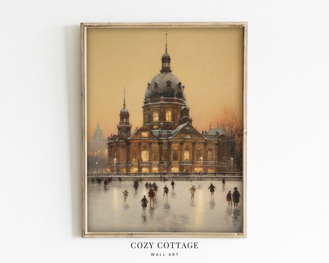 Ice Skating In The City, Vintage Style Christmas Decor