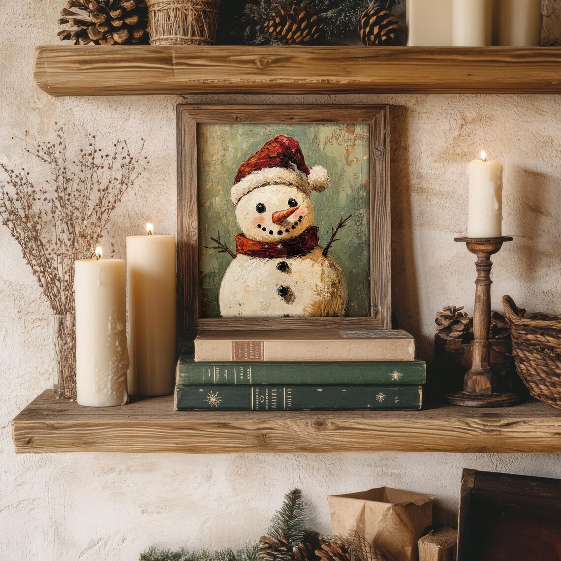 Snowman Vintage Style, Cozy Cottage Christmas Decor - Image 3