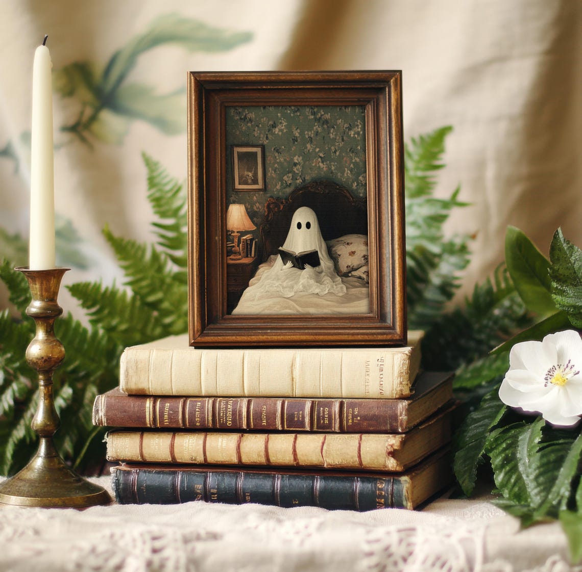 Ghost Reading At Night, Vintage Victorian Style Poster - Image 3