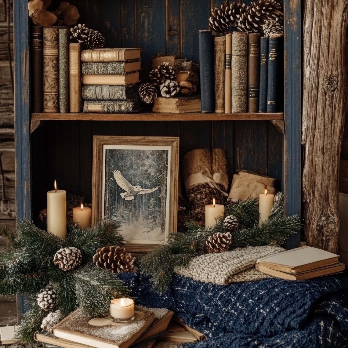 Owl In Winter Forest, Vintage Style Poster - Image 2
