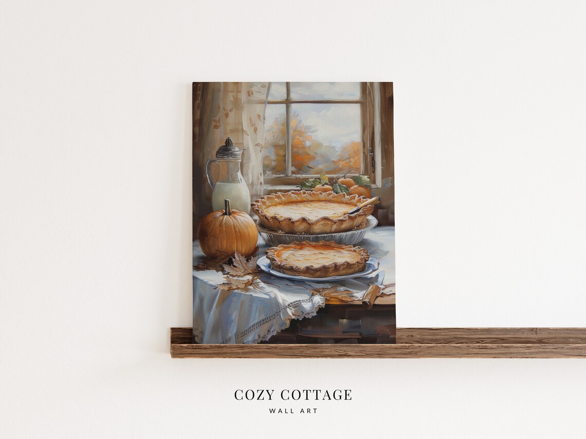 Pumpkin Pie Print, Vintage Style Still Life - Image 2