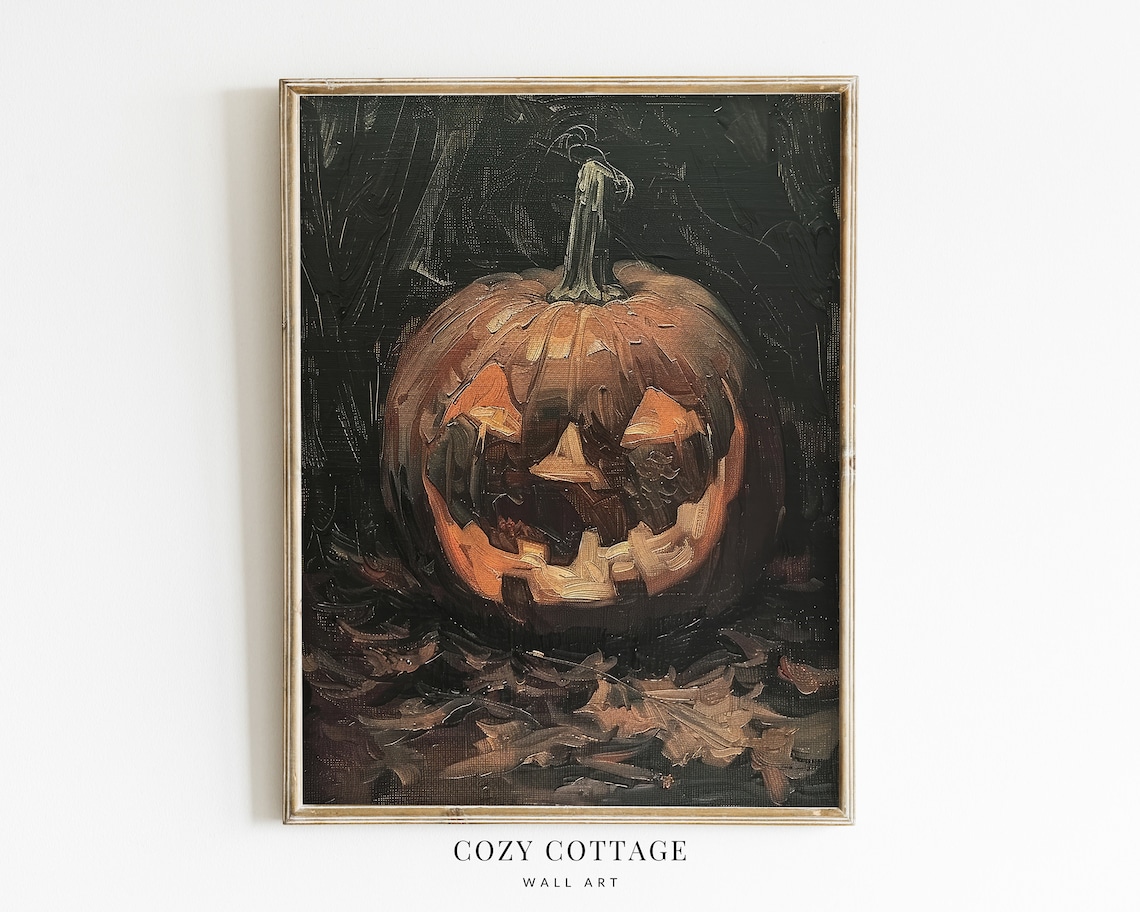 Jack O Lantern Vintage Pumpkin Art Print, Halloween