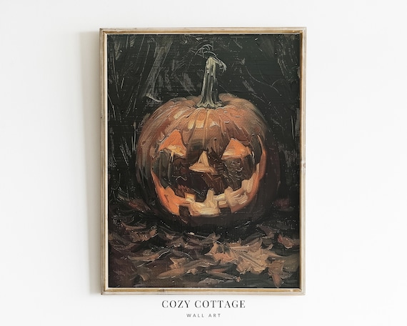 Jack O Lantern Vintage Pumpkin Art Print, Halloween