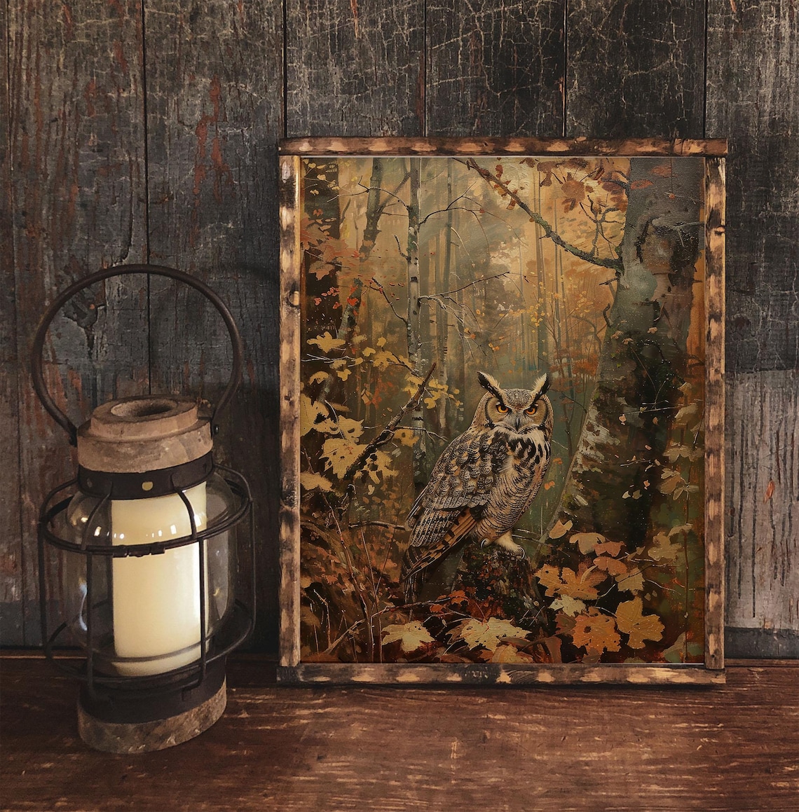 Owl In Autumn Forest, Vintage Style Art Print - Image 2