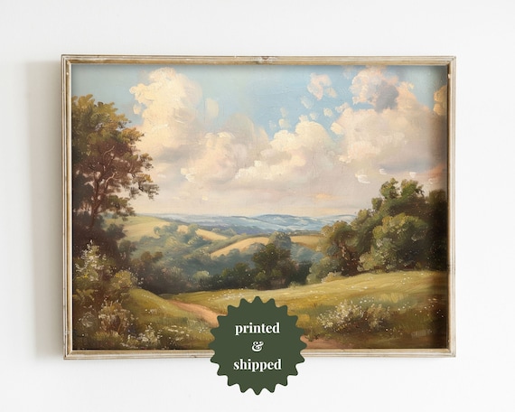 English Landscape Vintage-Style Art Print, Farmhouse Decor