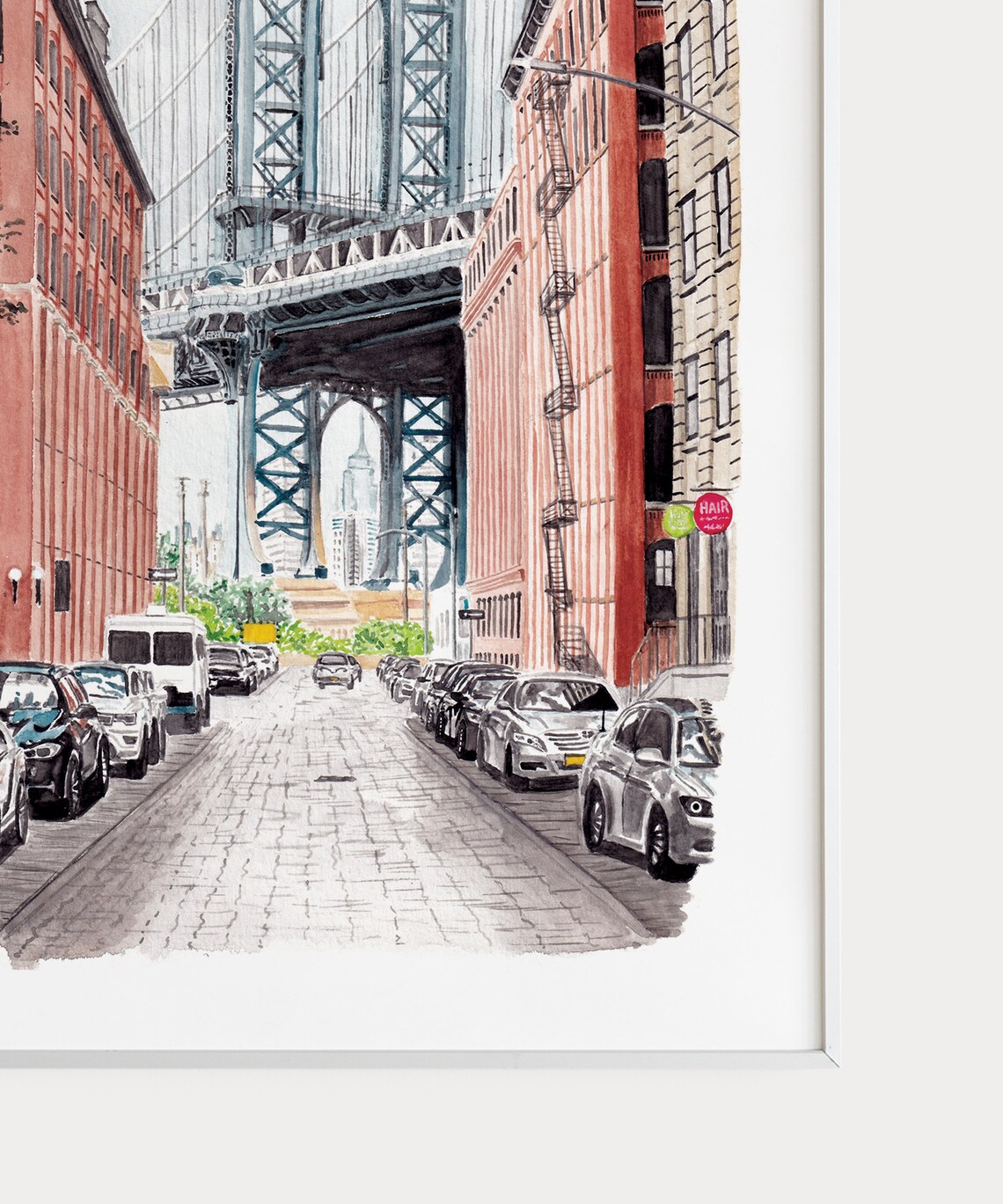 Manhattan Bridge Watercolor Travel Poster, New York - Image 2