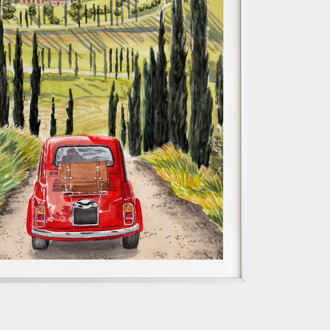 Tuscany Watercolor Travel Poster, Italy Landscape - Image 2