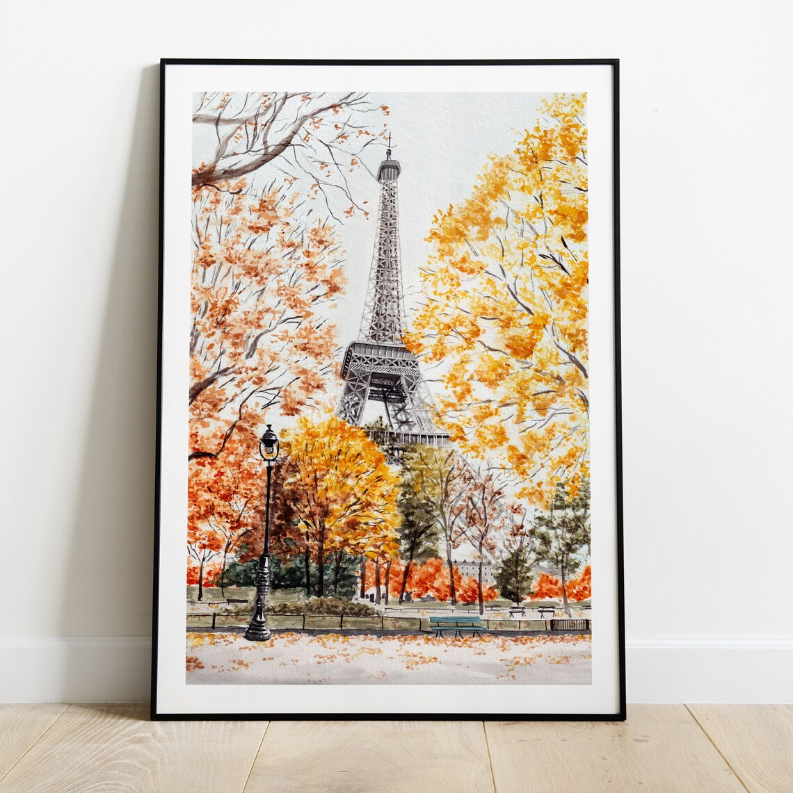 Paris Eiffel Tower Watercolor Travel Art Poster